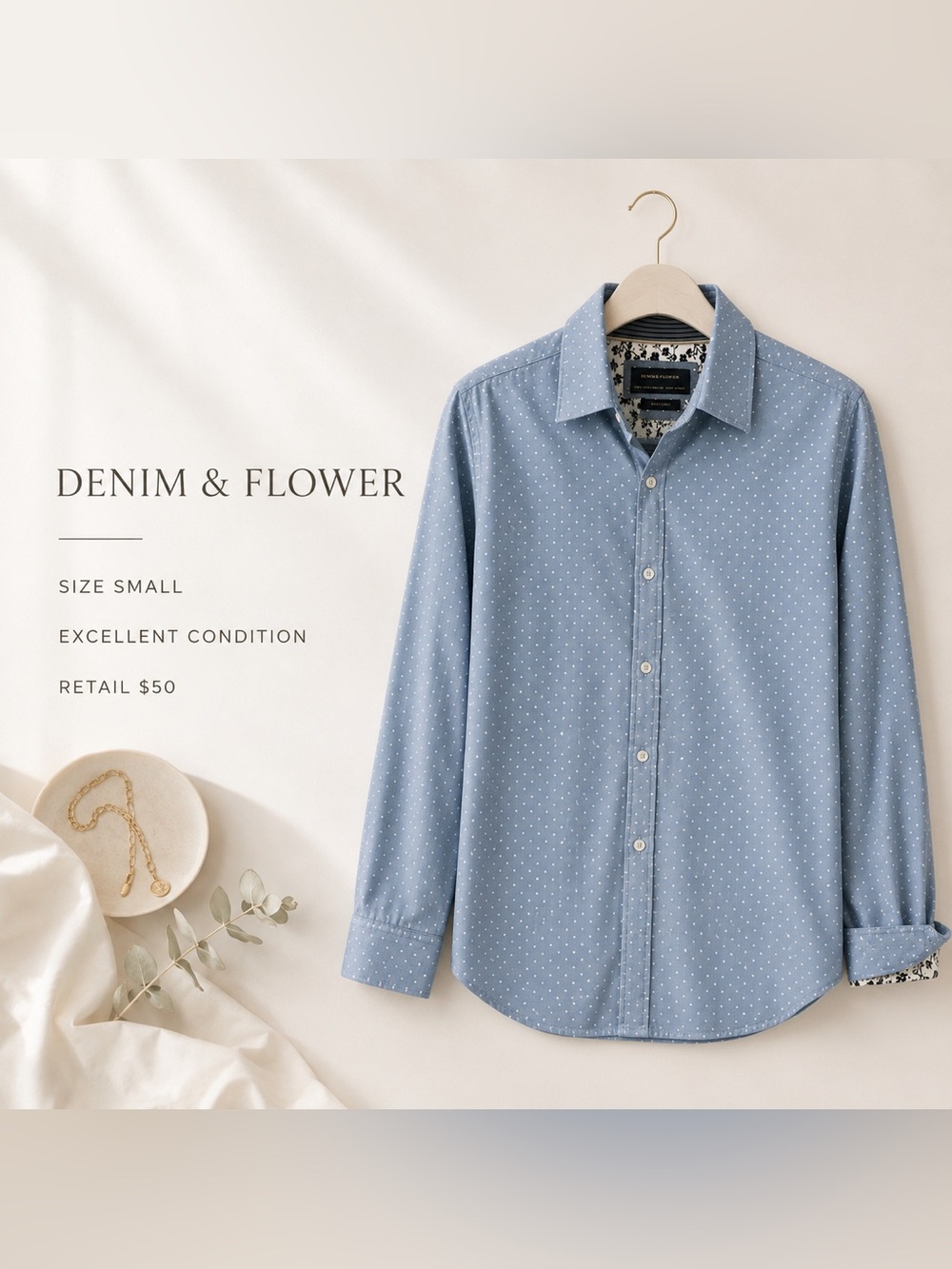 Denim & Flower Light Blue Micro Dot Button-Down Shirt